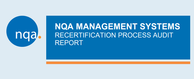 NQA Management Systems recertification logo