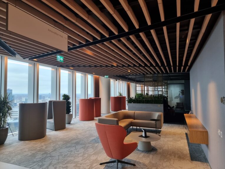 Professionally cleaned office seating area