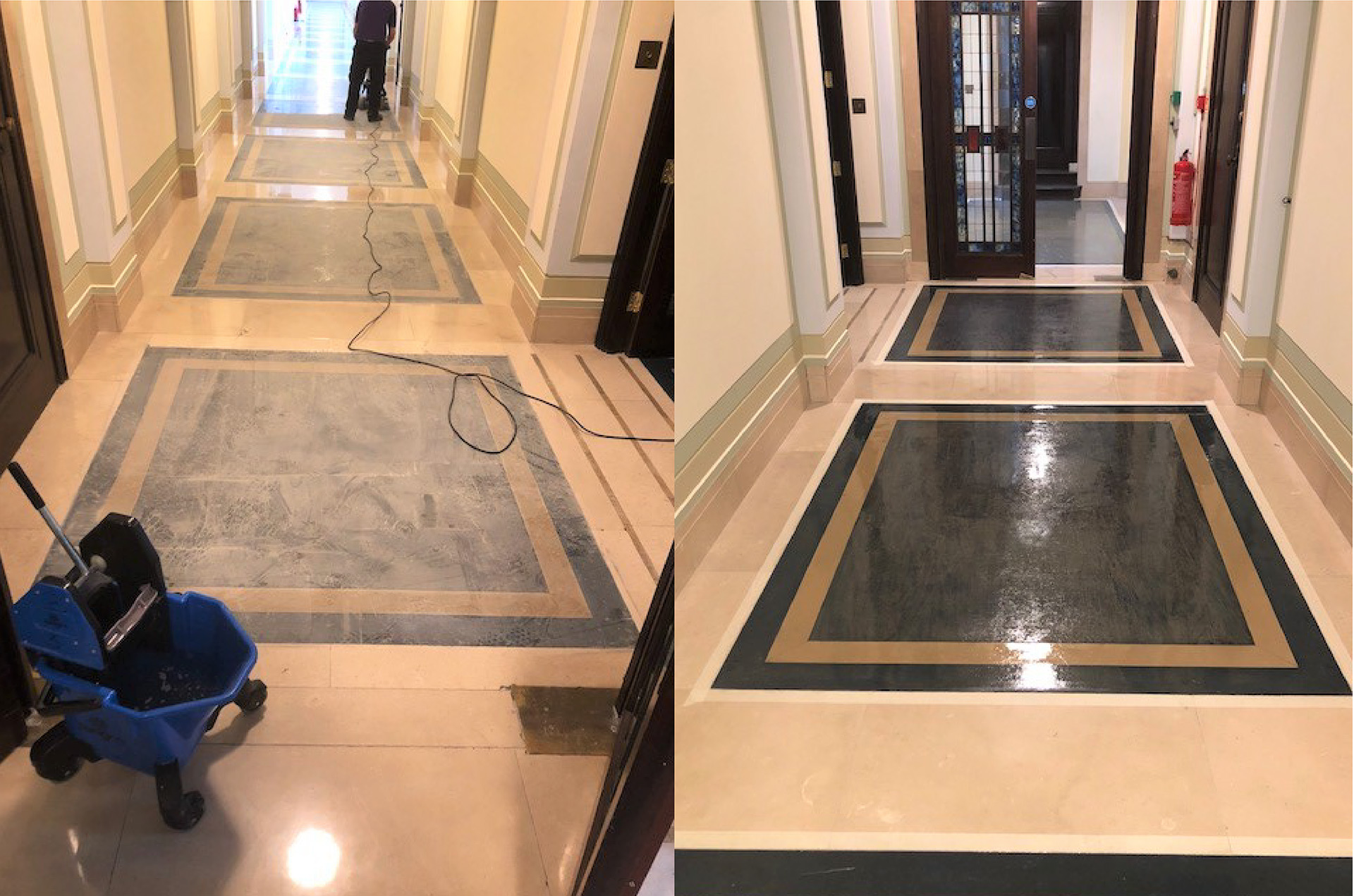 A dirty floor transformed into a sparkling floor by JR&Co